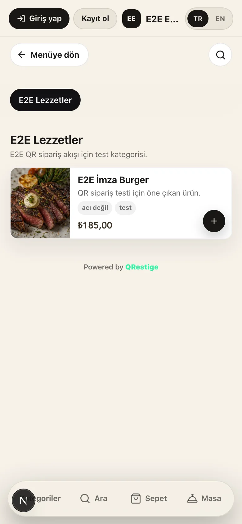 Kategori · ürün listesi